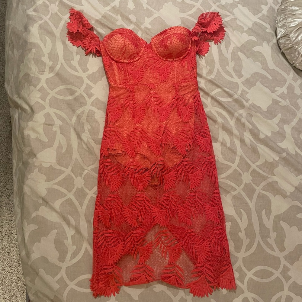 Gorgeous lovers&friends orange lace dress sz sm